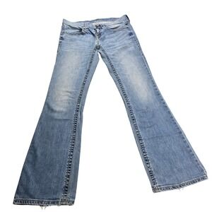 No Drama Bootcut Jeans Womens 6 Light Wash Blue Good Low Rise Flap Pocket